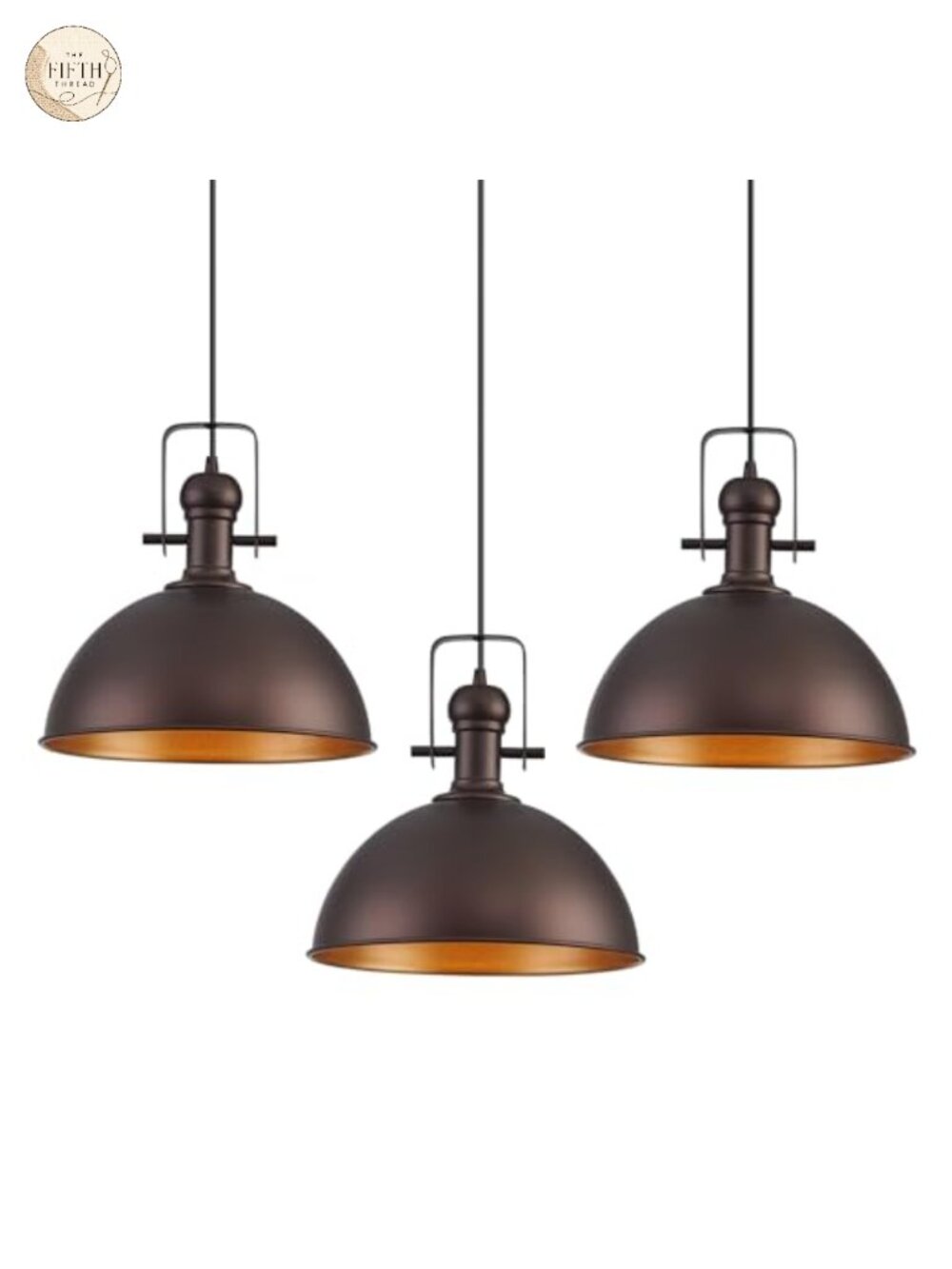 3 Pack Industrial Farmhouse Pendant Lights Adjustable Cord Dome Shade ETL